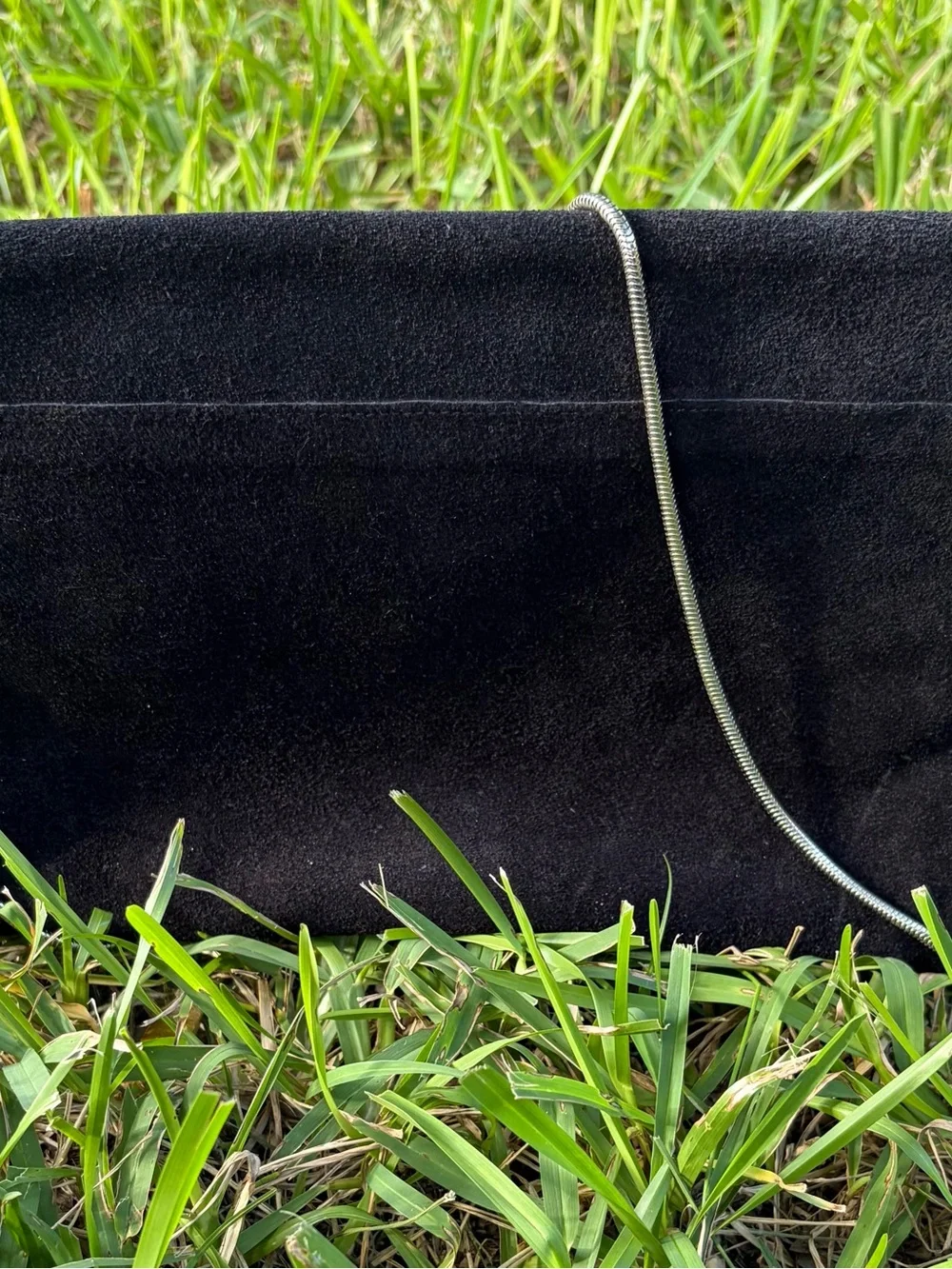 Vintage Black Suede Flap Clutch with Chain Strap